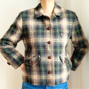 Vtg L.L. Bean Wool Blend Plaid Blazer Jacket 8
